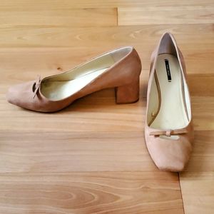 Zara blush suede block heels